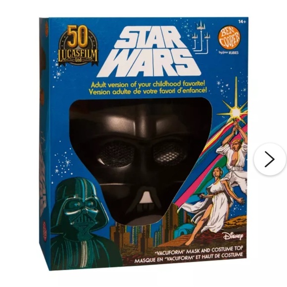 NEW 50th Anniv. Star Wars DARTH VADER Ben Cooper Halloween Mask Costume Adult - Picture 1 of 5